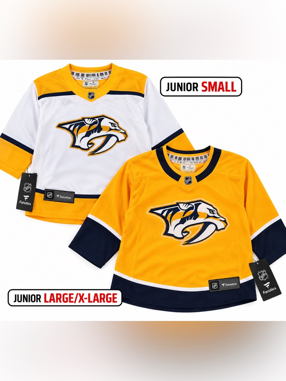 Fanatics Kids Nashville Predators Jersey - Gold or White (price is for one unit)